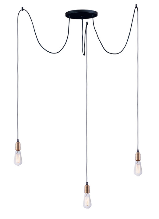Mini Pendants 3 Light Cluster by Maxim ( 16 | 12123BKAB Early Electric ) 