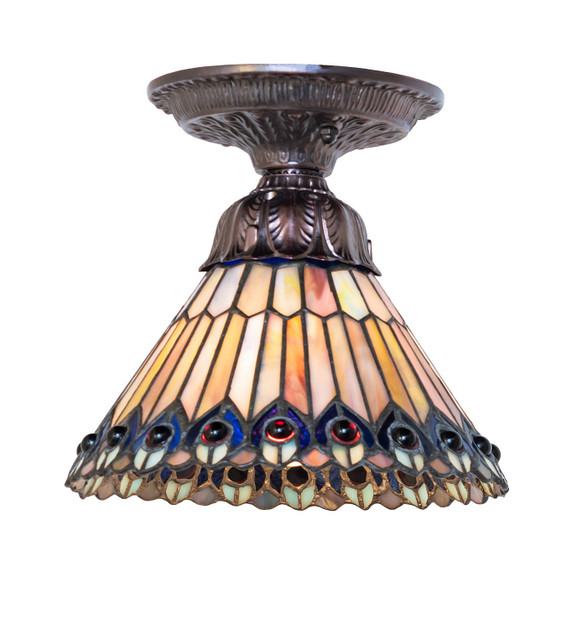 Semi-Flush Mts. Glass Down by Meyda Tiffany ( 57 | 276084 Tiffany Jeweled Peacock ) 