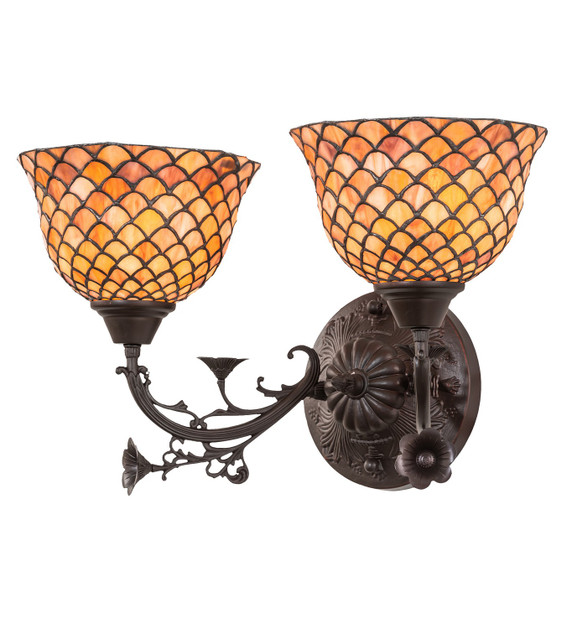 Sconces Double Glass by Meyda Tiffany ( 57 | 67383 Tiffany Fishscale ) 