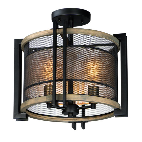 Semi-Flush Mts. Drum Shade by Maxim ( 16 | 27560BKBWAB Boundry ) 