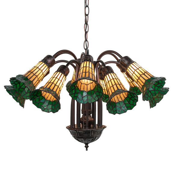 Mid. Chandeliers Glass Down by Meyda Tiffany ( 57 | 251604 Stained Glass Pond Lily ) 