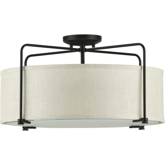 Semi-Flush Mts. Drum Shade by Progress Lighting ( 54 | P350110-020 Kempsey ) 