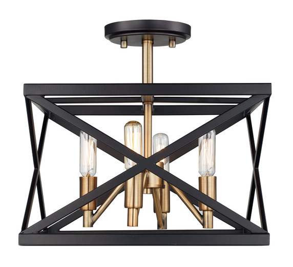 Semi-Flush Mts. Cage by Trans Globe Imports ( 110 | 71054 ROB/AB ) 