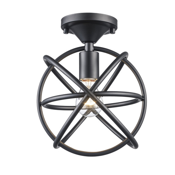 Semi-Flush Mts. Cage by Trans Globe Imports ( 110 | 30271 BK Viewridge ) 