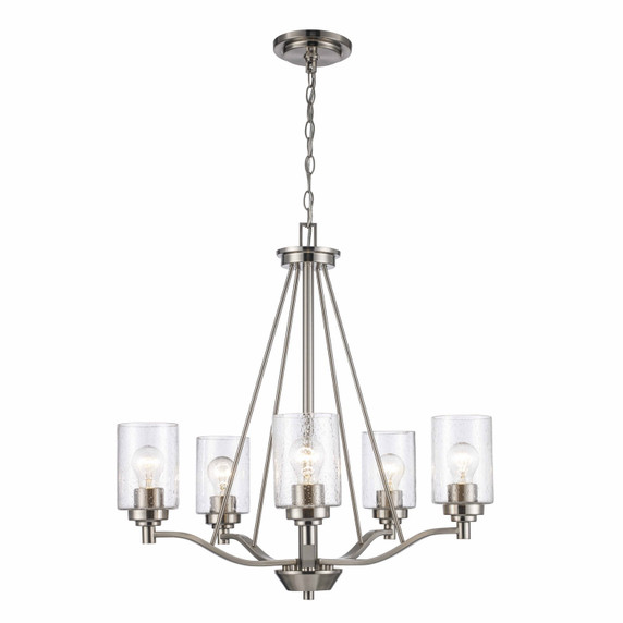 Mid. Chandeliers Glass Up by Trans Globe Imports ( 110 | 80525 BN Mod Pod ) 
