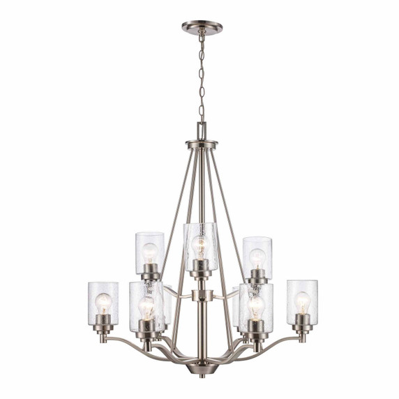 Mid. Chandeliers Glass Up by Trans Globe Imports ( 110 | 80529 BN Mod Pod ) 