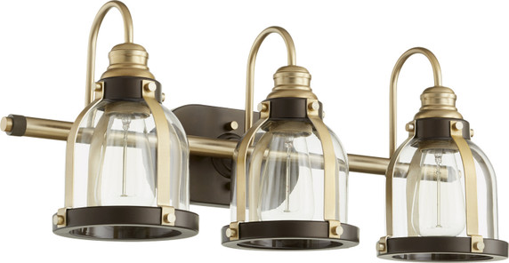 Bathroom Fixtures Three Lights by Quorum ( 19 | 586-3-8086 Banded Lighting Series ) 