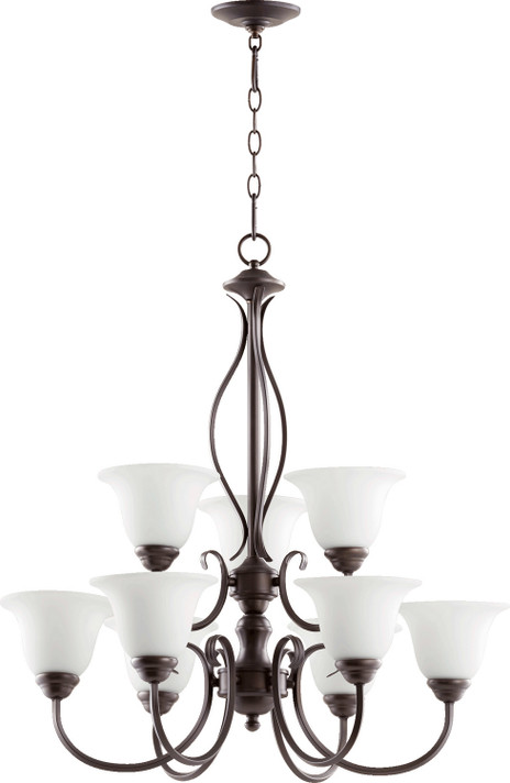Mid. Chandeliers Glass Up by Quorum ( 19 | 6010-9-186 Spencer ) 