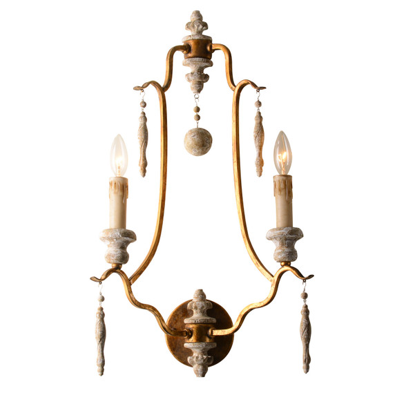 Sconces Double Candle by Terracotta Designs ( 374 | W5114-2GD Arietta ) 
