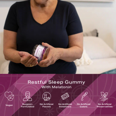 Restful Sleep Gummy: Tart Cherry Extract, Melatonin, Chamomile, &amp; GABA