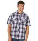 Wrangler Men's Retro Short Sleeve Shirt - Blue Plaid