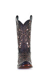 Corral Women's Black and Honey Inlay, Embroidery, and Studs Square Toe