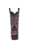 Corral Women's Black and Honey Inlay, Embroidery, and Studs Square Toe