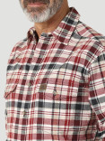 Wrangler Men's Heavyweight Flannel Workshirt - Red/Navy/White
