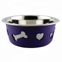 Weatherbeeta Non-Slip Stainless Steel Silicone Bone Dog Bowl - Assorted Colors
