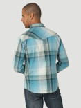Wrangler Men's Premium Long Sleeve Western Snap Plaid Shirt - Blue Light