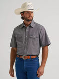 Wrangler Western Chambray Short Sleeve Workshirt - Classic Fit - Charcoal