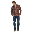 Wrangler Men's Retro Flannel Long Sleeve Snap Shirt - Brown