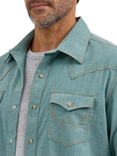 Wrangler Men's Retro Modern Fit Premium Long Sleeve Collared Snap Shirt - Pine