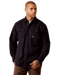 Ariat Men's Rebar Flannel Twill Snap Work Shirt - Black