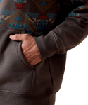 Ariat Men's Color Block Hoodie - Medium Grey Southwest