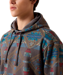 Ariat Men's Color Block Hoodie - Medium Grey Southwest
