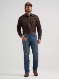 Wrangler Men's Retro Premium Western Snap Solid Shirt - Bark