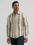 Wrangler Men's Retro Premium Stripe Western Snap Shirt - Olivine