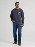 Wrangler Men's Bucking Rider Graphic Fleece Pullover Sweatshirt - Ombre Blue