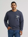 Wrangler Men's Bucking Rider Graphic Fleece Pullover Sweatshirt - Ombre Blue