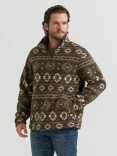 Wrangler Men's Hay Away Sherpa Quarter-Zip Pullover - Black Olive