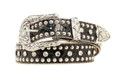 Nocona Western Belt Women's Leather Croc Rhinestone - Black