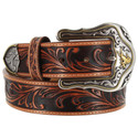 Tony Lama Men's Floral Leather Westerly Ride Belt - Tan