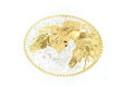 Horseheads Floral Oval Silver/Gold Belt Buckle