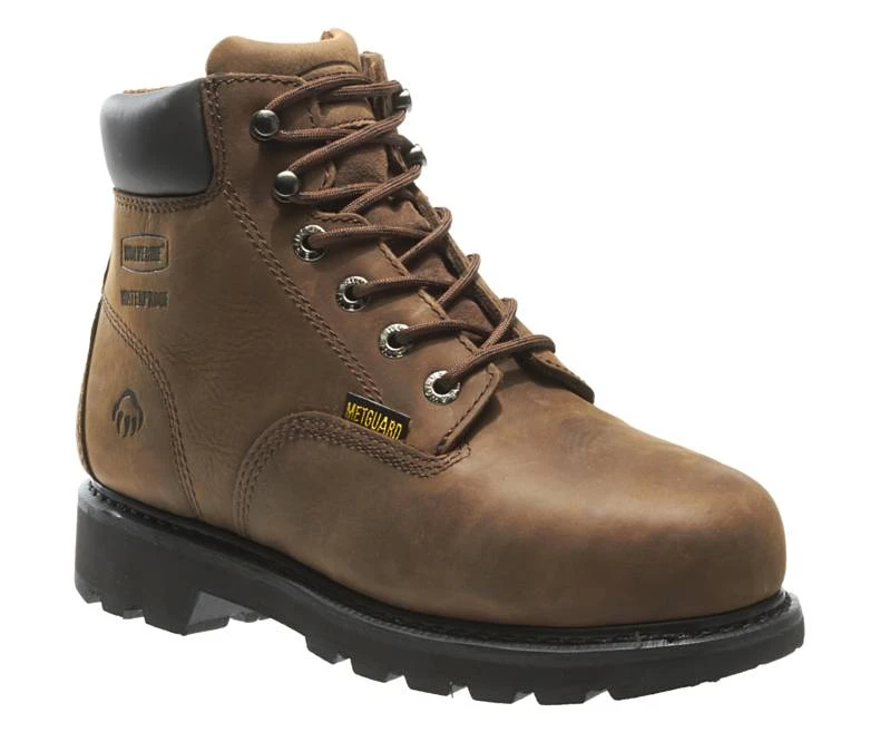 Wolverine Mens 11 EW Work Boots Brown Leather Metguard Safety Toe Waterproof‎ wbsm-w231024-012822-s23-  main image 3