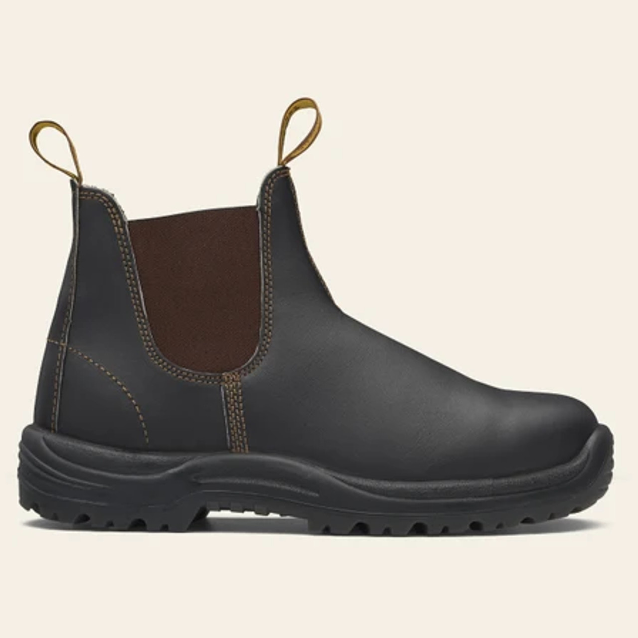 Blundstone Pull On Steel Toe Work Boot Brown Chaar