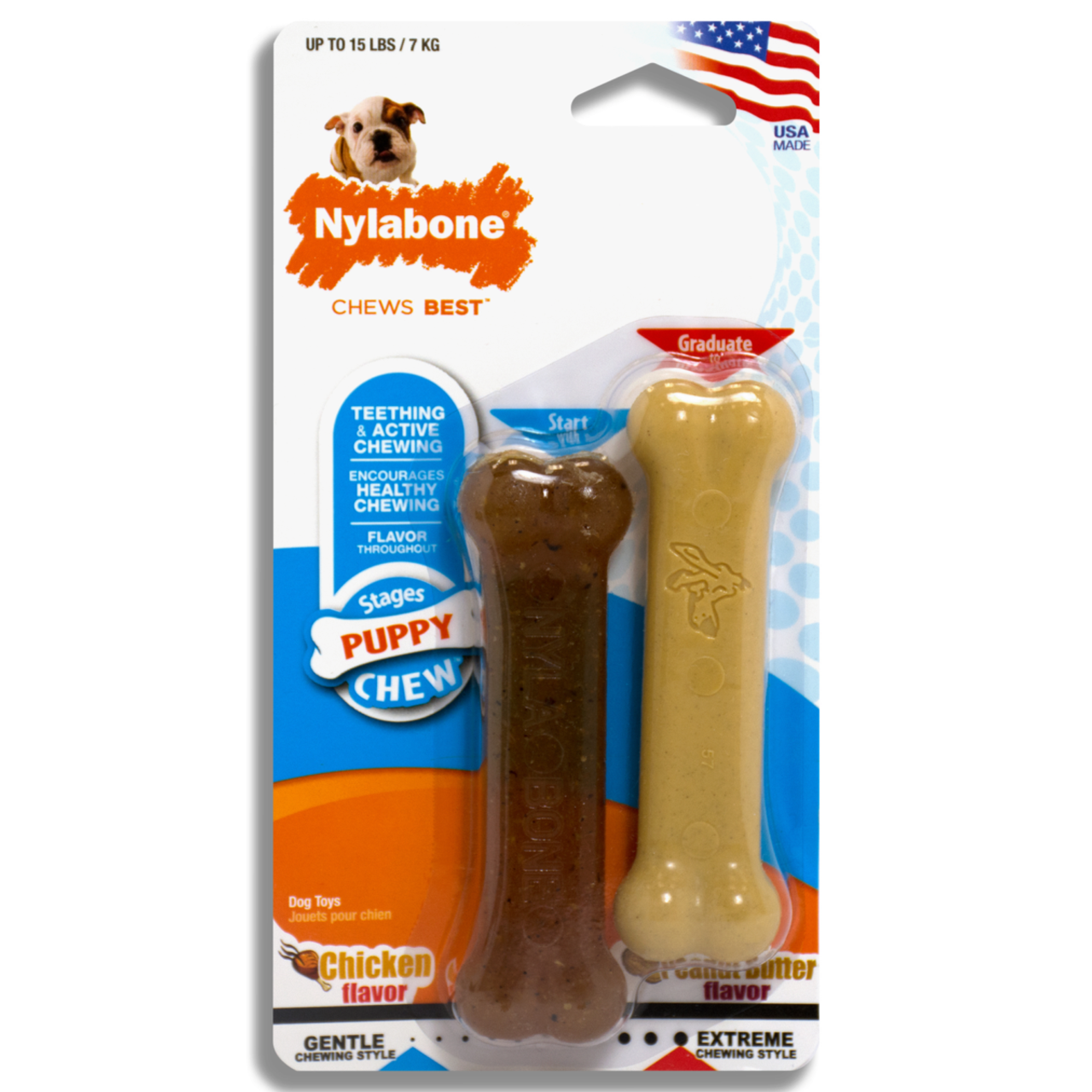 Nylabone Petite Puppy Peanut Butter Twin Pack Chew Toy