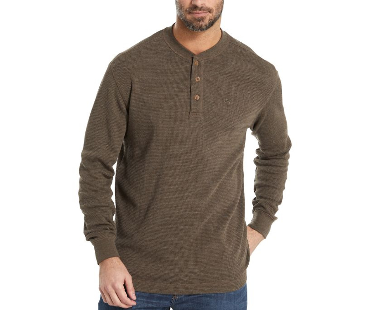 Wolverine Men's Walden Long Sleeve Thermal Henley Bison Heather