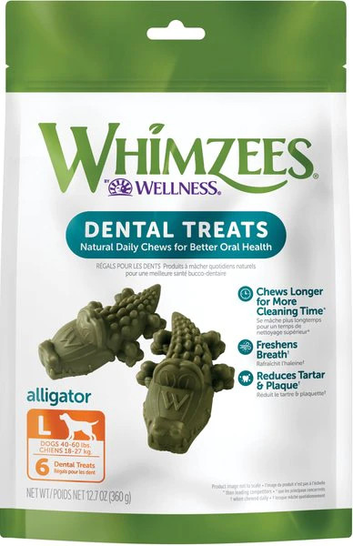 Whimzees Alligator Dental Dog Treat Large Pack Chaar