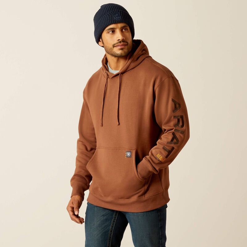 Ariat Men's Rebar Graphic Hoodie Aztec Coffee Bean Chaar