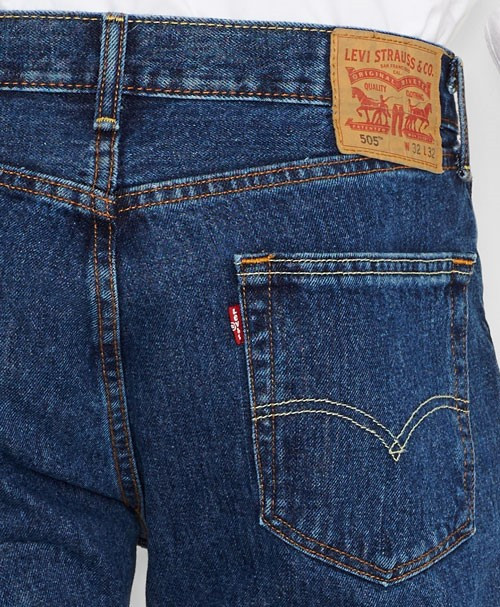 Levis 505 Rinse Regular Fit Jeans - Dark Wash - Chaar