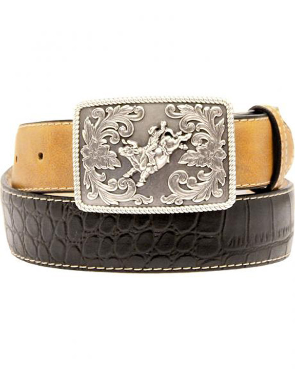 Nocona Kids' Gator Belt Black Chaar