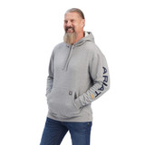 Ariat Men's Rebar Graphic Hoodie - Heather Grey/Deep Ultramarine Ariat Men's Rebar Graphic Hoodie - Heather Grey/Deep Ultramarine