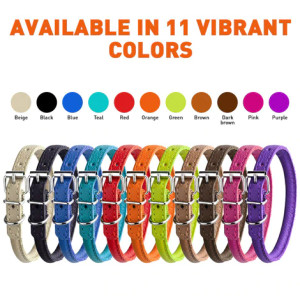 Dogline Soft Leather Round Dog Collar, Small 1/3"   13" - 16"