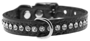 Leather Brothers Signature Leather Crystal Dog Collar 1/2"