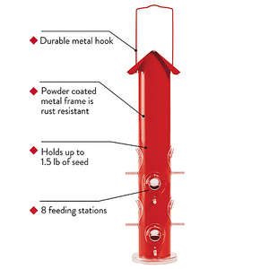 Perky-Pet Red Metal Tube Bird Feeder 1.5lb