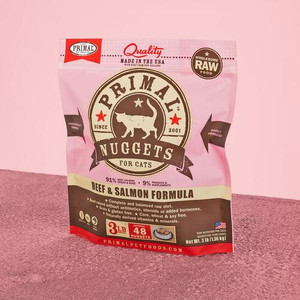 Primal Frozen Feline Raw Beef and Salmon Nuggets 3lb
