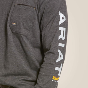 Ariat Men's Rebar Workman Logo Long Sleeve -  Charcoal Heather