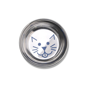 Van Ness Stainless Steel Saucer Style Decorated Cat Dish