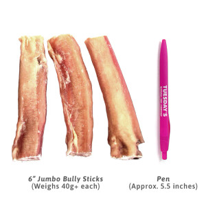 Tuesday's Natural Dog Company 6" Jumbo Bully Sticks - Odor Free